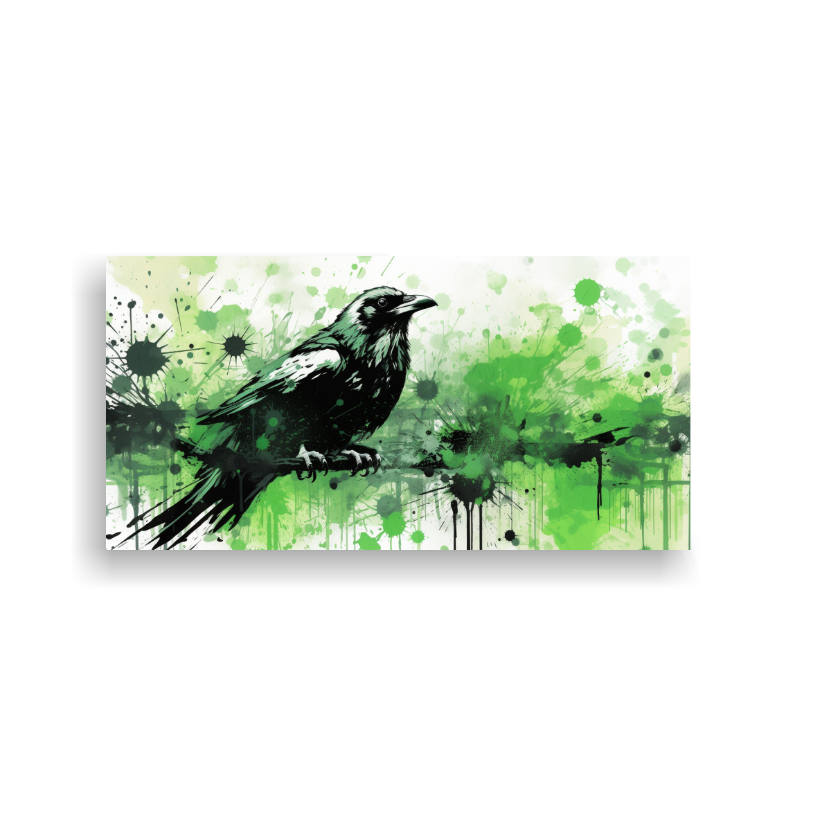 CUADRO ÚNICA DE CUERVOS Y CORNEJAS EN VERDE Y 60X30 CM - 1