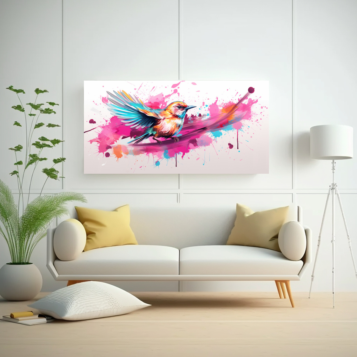 CUADRO DECORATIVO DE ARTE POP NEO AVES EN TONOS 120X60 CM - 2