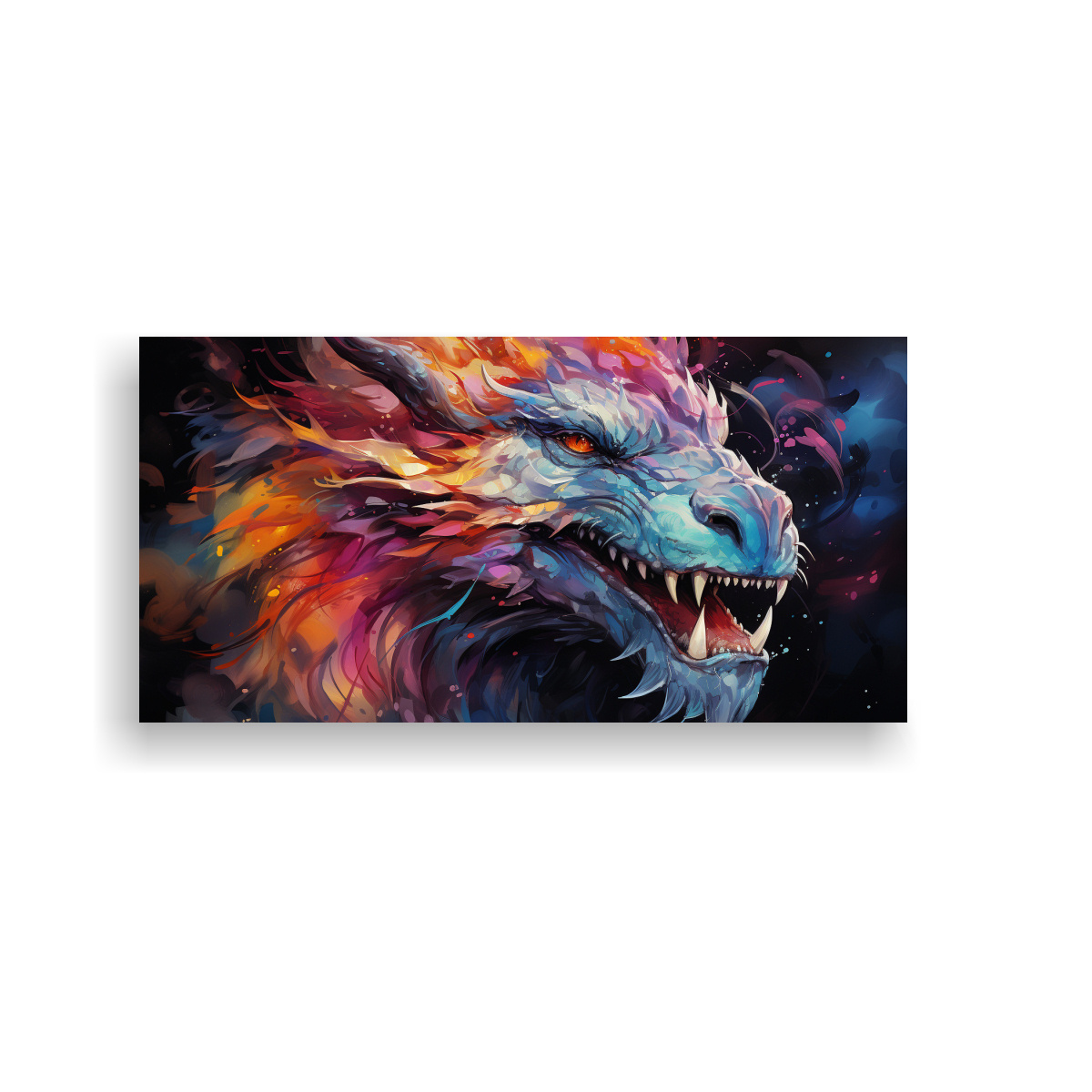 CUADRO CONCEPTO ARTESANAL DRAGÓN ARCOÍRIS Y 40X20 CM - 1