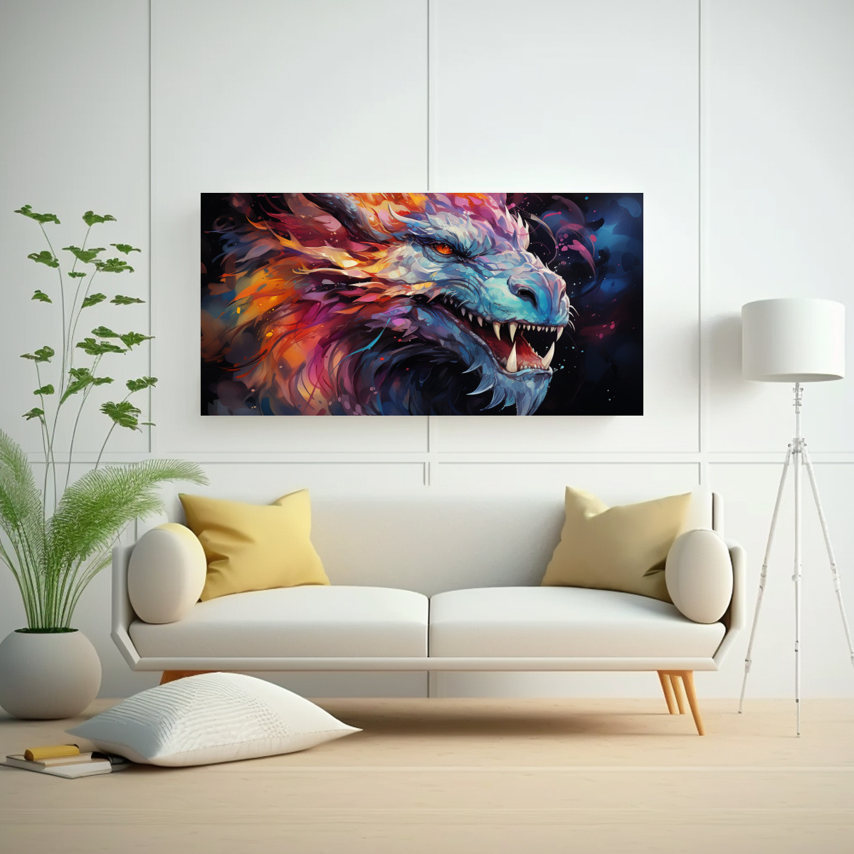 CUADRO CONCEPTO ARTESANAL DRAGÓN ARCOÍRIS Y 40X20 CM - 2