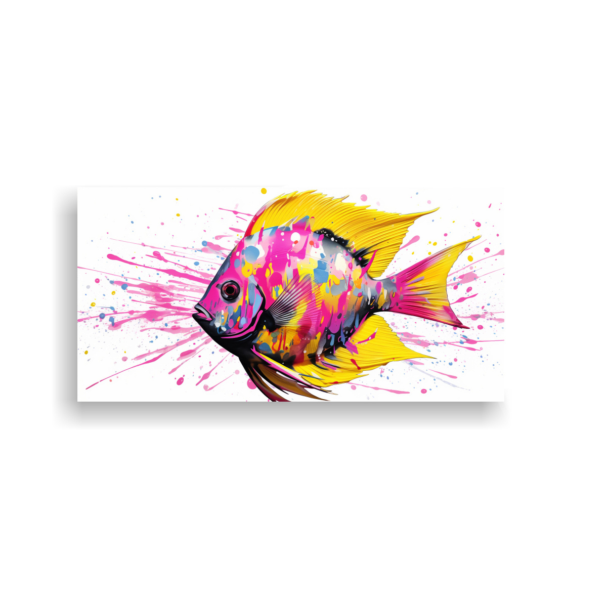 PEZ ÁNGEL EN AMARILLO Y ROSA ARTE POP NEO 120X60 CM - 1
