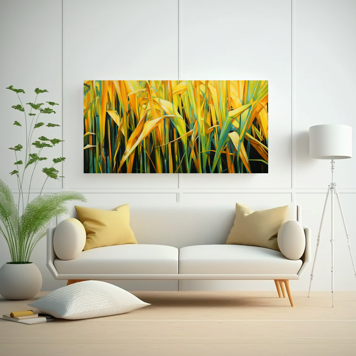 PINTURA ABSTRACTA DE CAÑA DE AZÚCAR DE ALTA 160X80 CM - 2