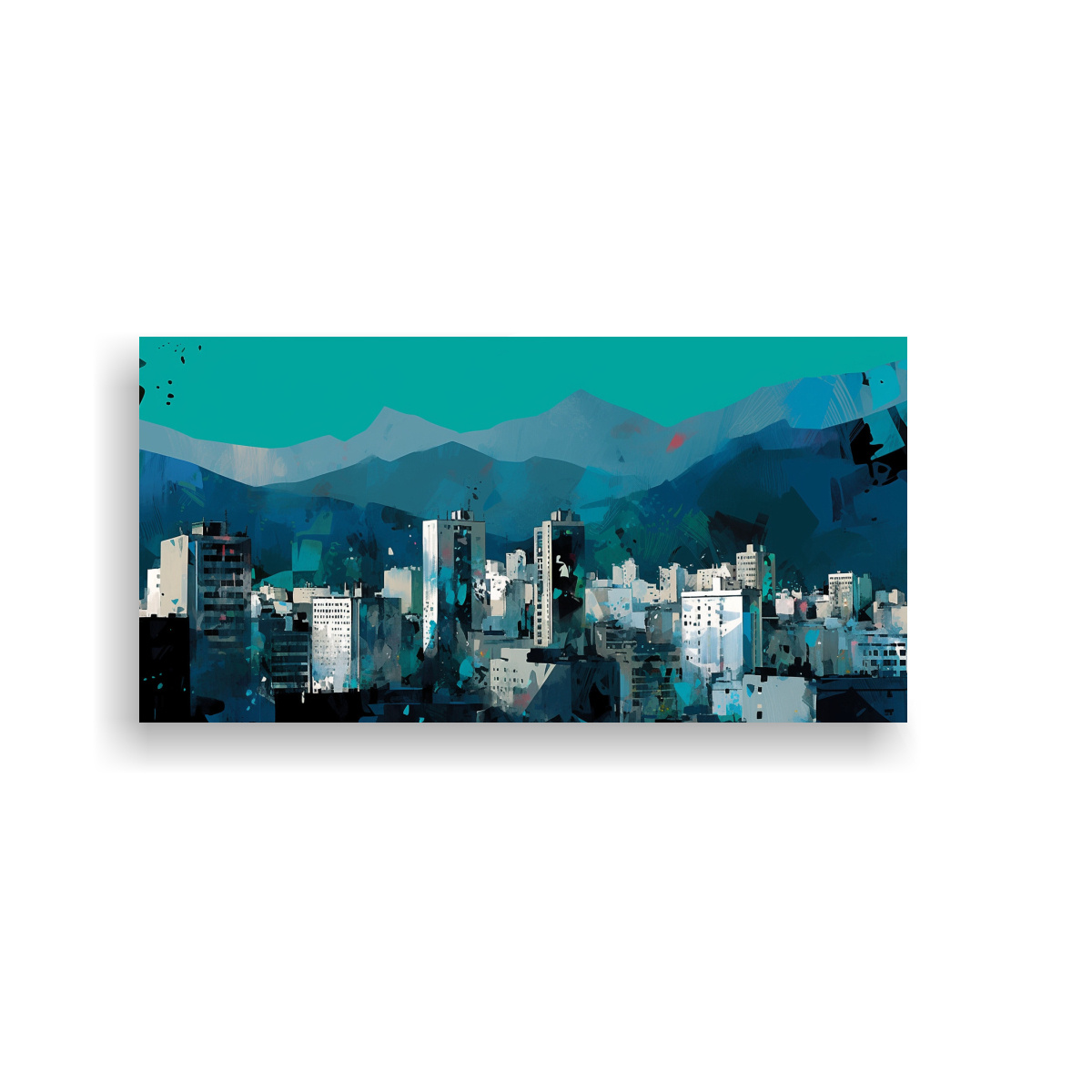 LIENZO TELA MODERNO FIGURAS SANTIAGO CHILE 40X20 CM - 1