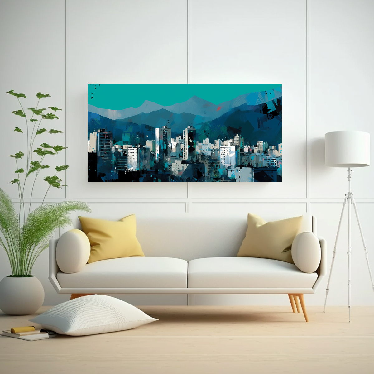 LIENZO TELA MODERNO FIGURAS SANTIAGO CHILE 40X20 CM - 2