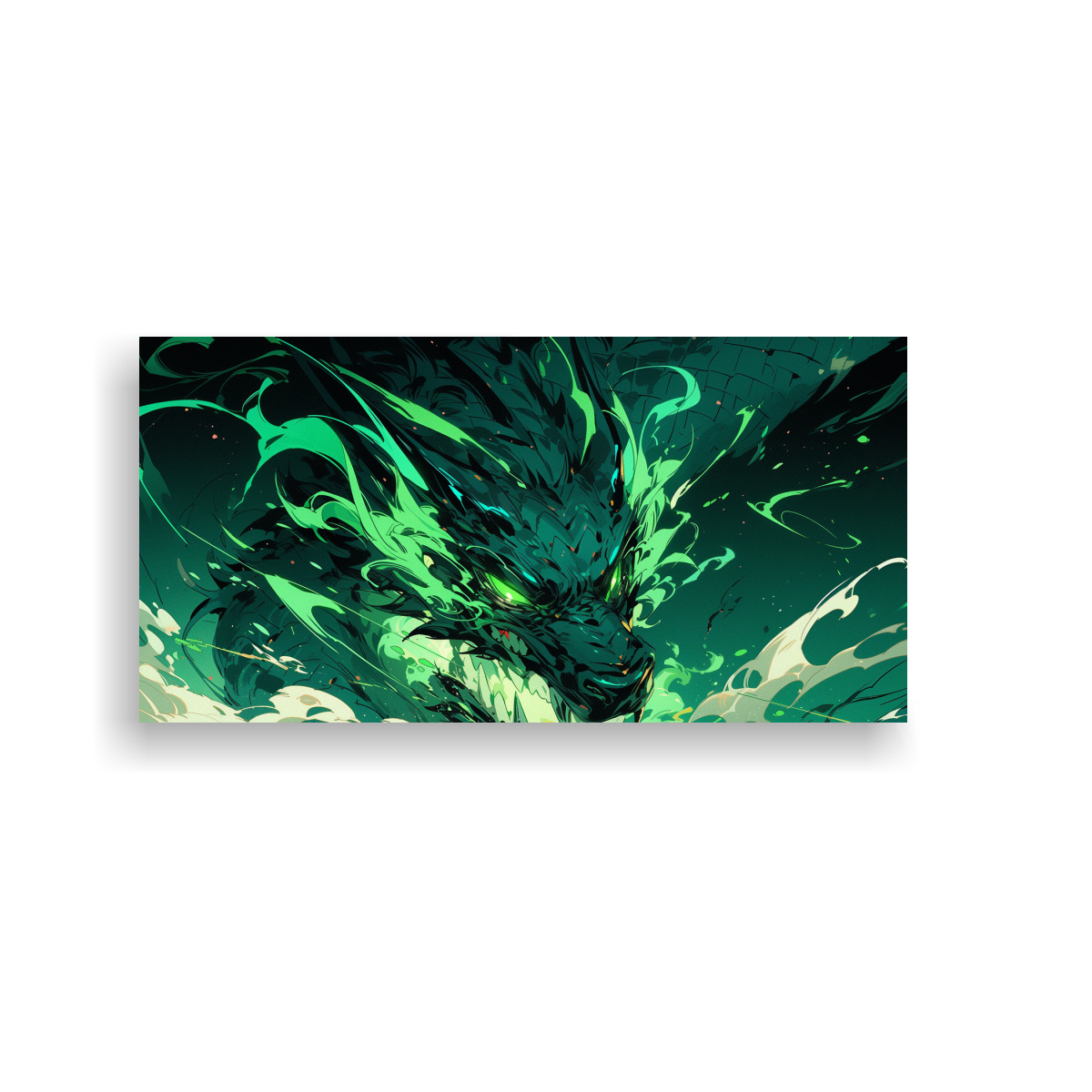 CUADRO MOVIMIENTO DRAGON VERDE Y TURQUESA NEONOIR 60X30 CM - 1
