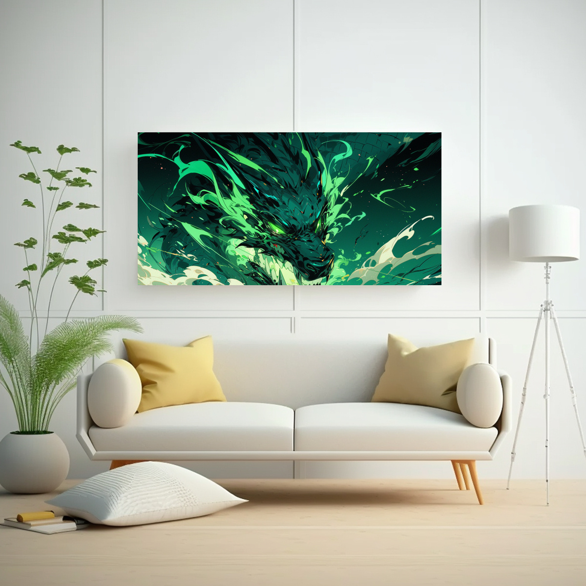 CUADRO MOVIMIENTO DRAGON VERDE Y TURQUESA NEONOIR 60X30 CM - 2