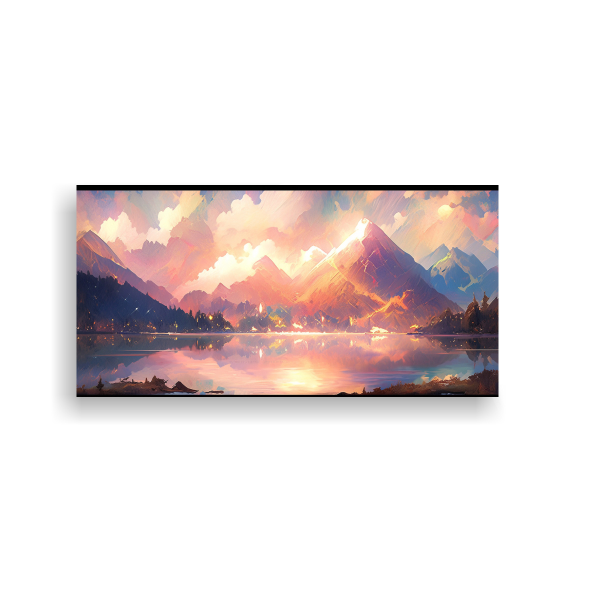 PINTURA INSPIRADORA FIGURAS EN MONTAÑAS CON 40X20 CM - 1