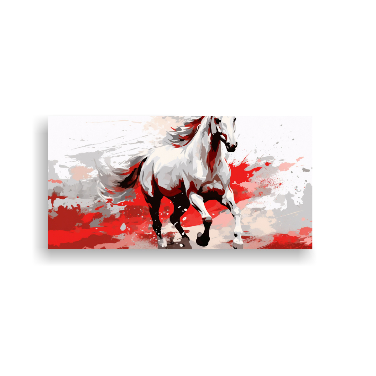 CUADRO DE CABALLO CUARTO DE MILLA BLANCO Y ROJO 120X60 CM - 1