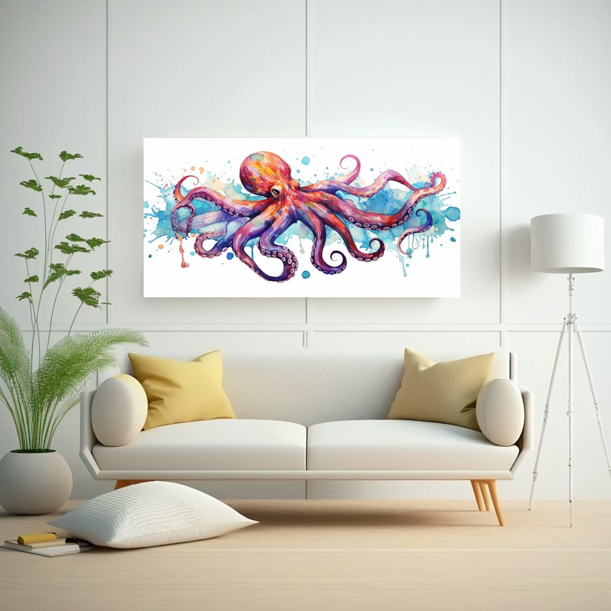 ARTE EXPRESIÓN MÁGICA PULPO ACUARELAS COLORIDAS 160X80 CM - 2
