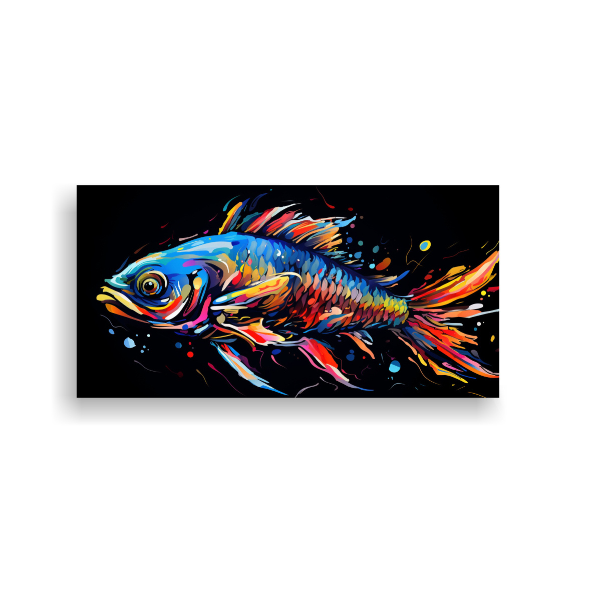 PINTURA MODERNA DE DRAGON FISH EN COLORES 100X50 CM - 1
