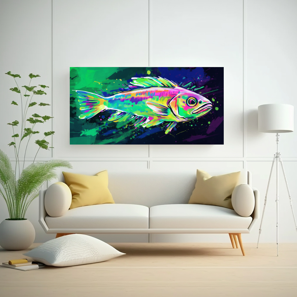 PINTURAS DECORATIVAS DE ZEBRAFISH EN COLORES 100X50 CM - 2