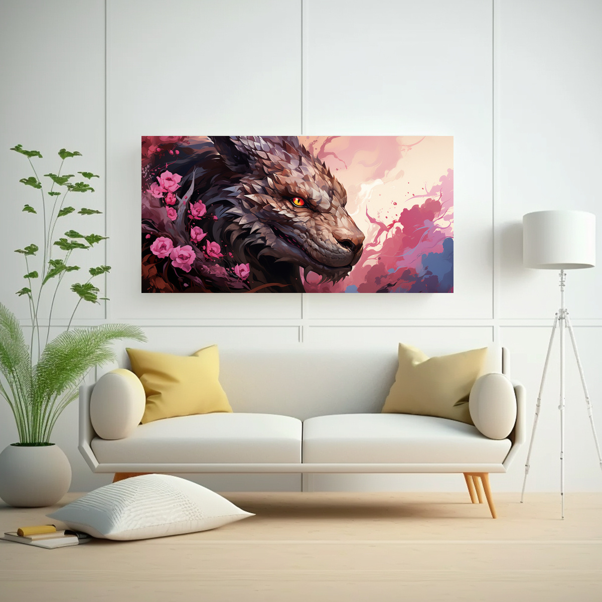 CUADRO EN BASTIDOR DE DRAGÓN EN TONOS MARRÓN Y 160X80 CM - 2