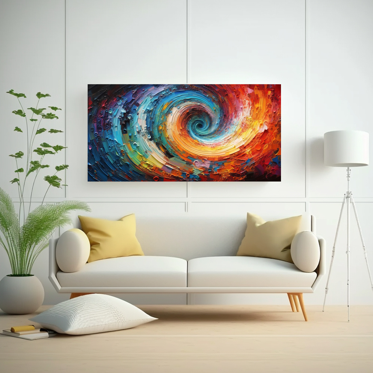 CUADRO ABSTRACTO CON DOS VISTOSOS REMOLINOS EN LA 160X80 CM - 2