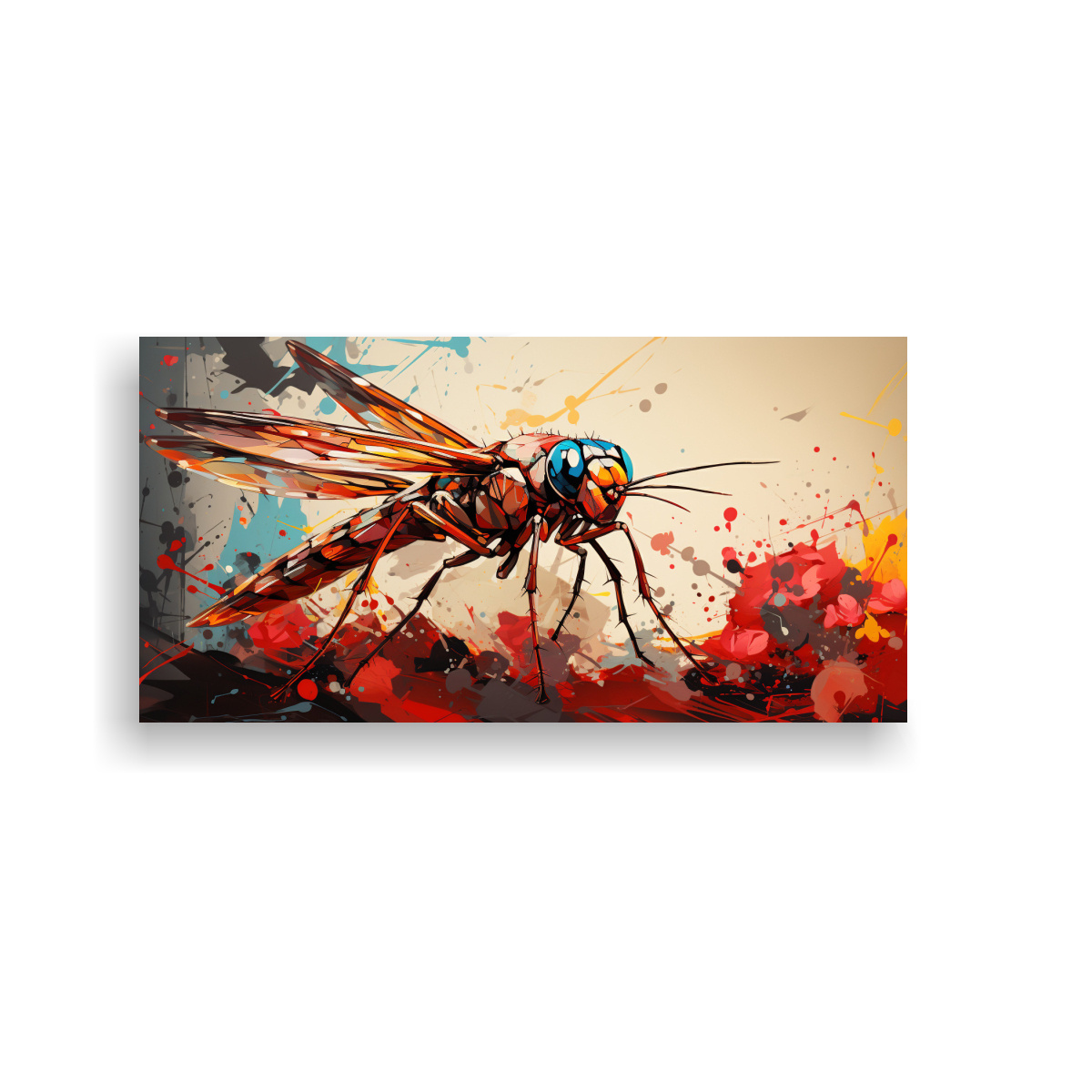 PINTURA DECORATIVA DE INSECTO EN COLORES MOCHA Y 40X20 CM - 1