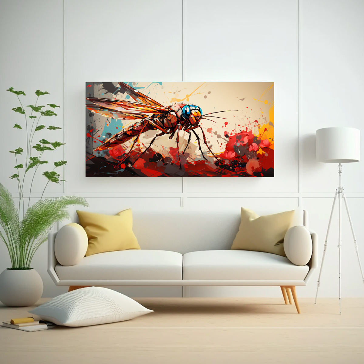 PINTURA DECORATIVA DE INSECTO EN COLORES MOCHA Y 40X20 CM - 2