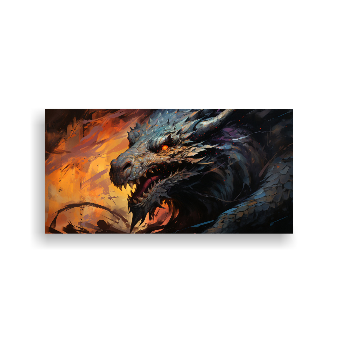 PINTURA DECORATIVA: DRAGÓN EN COLORES VIBRANTES 160X80 CM - 1