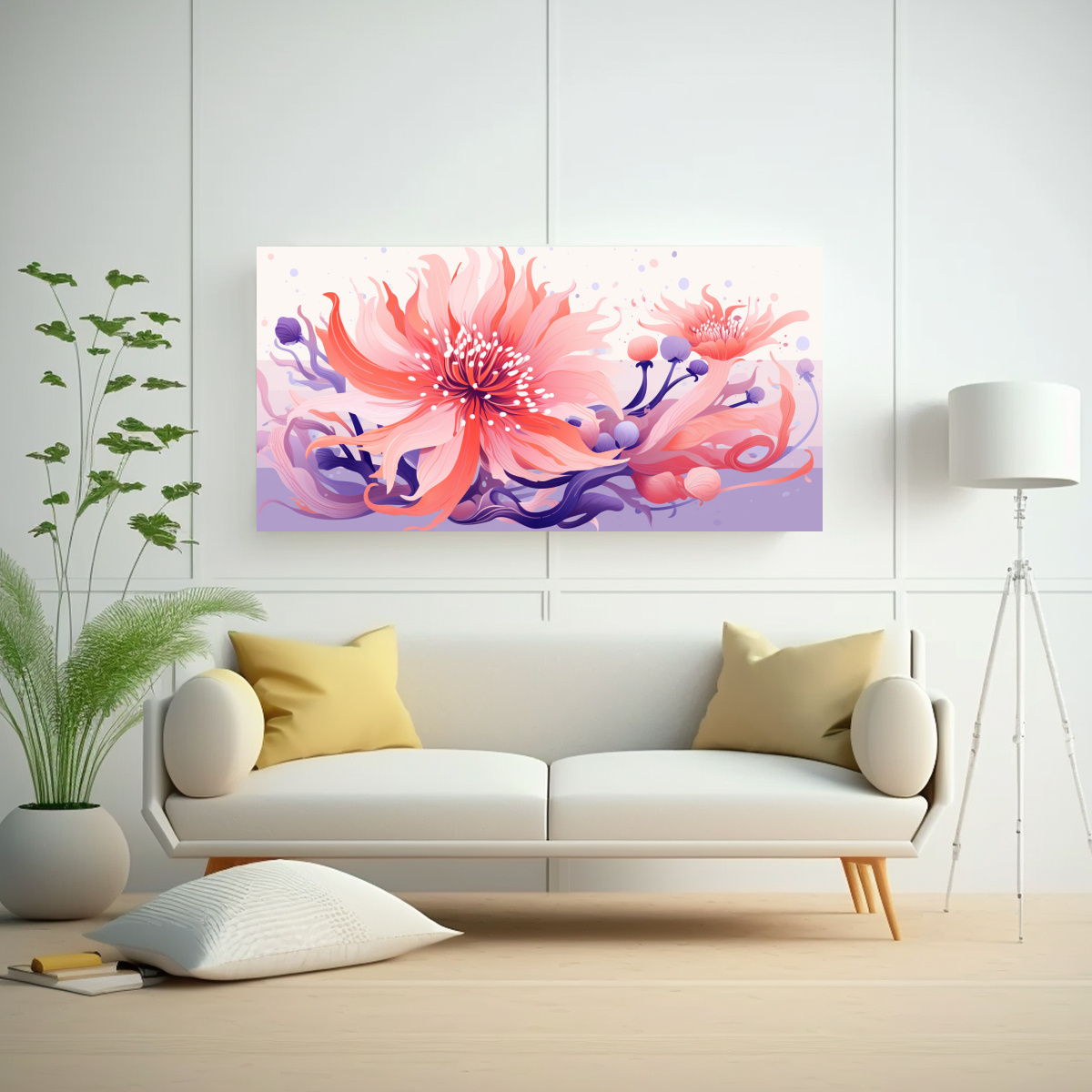 PINTURA DE FANTASÍA DE UNA ANÉMONA DE MAR EN 100X50 CM - 2