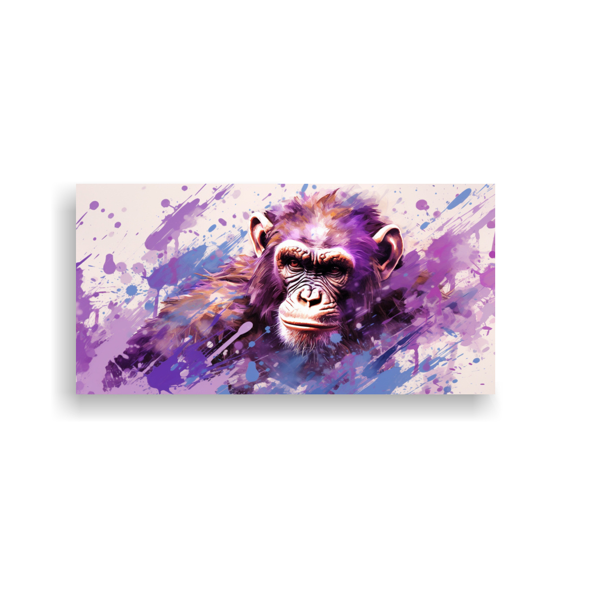 PINTURA DECORATIVA DE CHIMPANCÉ EN TONOS TOPO Y 60X30 CM - 1