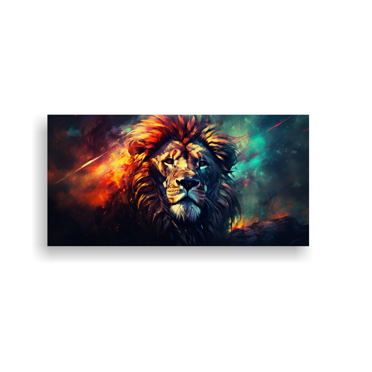 PINTURA COLORIDA DE UN LEÓN EN ACUARELA ESTILO 21 40X20 CM - 1
