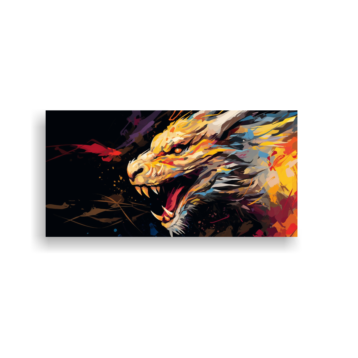CUADRO VIBRANTE DE DRAGÓN EN COLORES INTENSOS 40X20 CM - 1