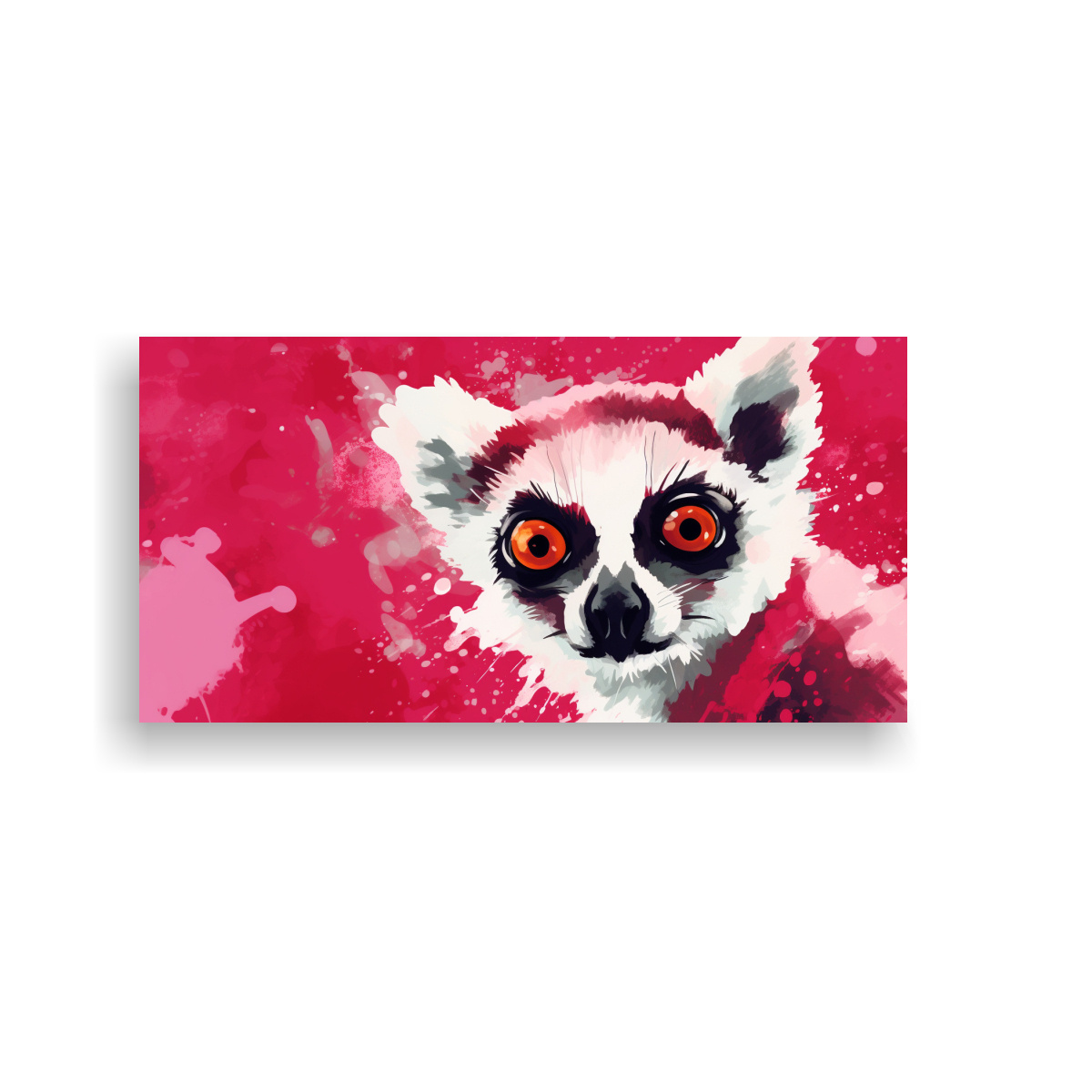 PINTURA EN BASTIDOR LEMUR EN COLORES RUBÍ Y 40X20 CM - 1