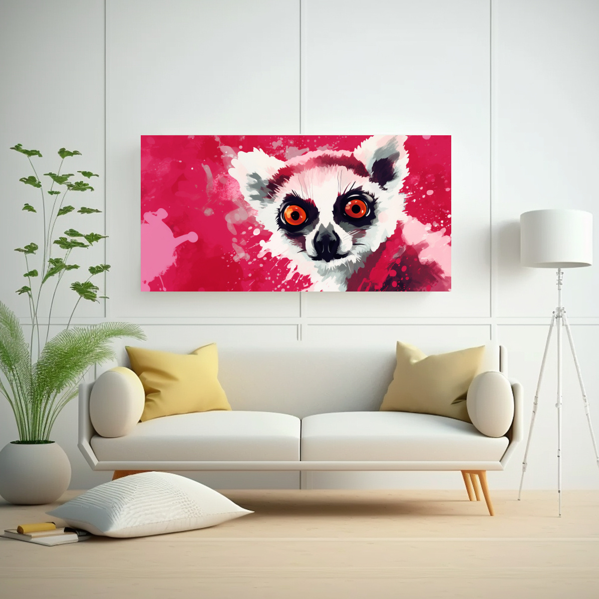 PINTURA EN BASTIDOR LEMUR EN COLORES RUBÍ Y 40X20 CM - 2
