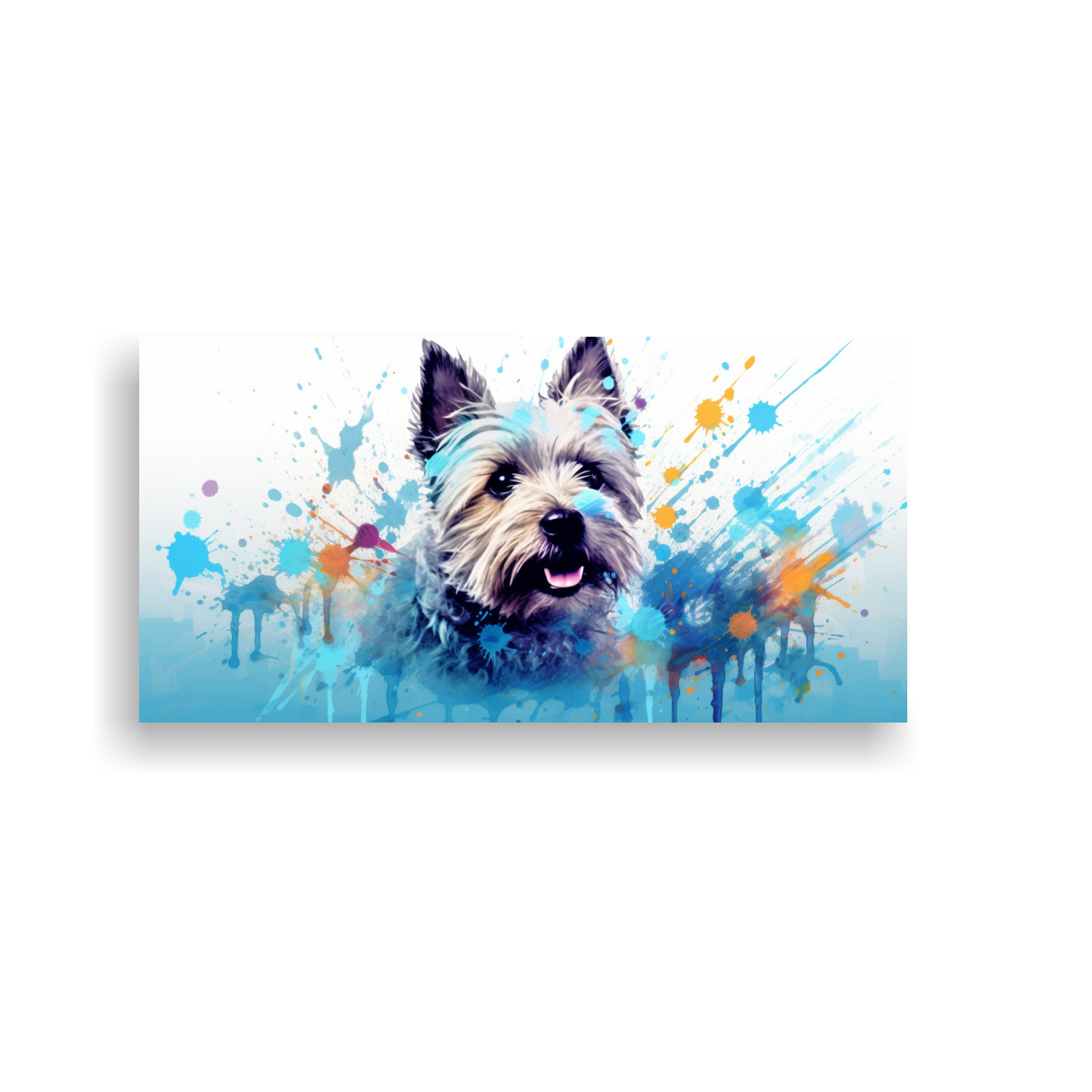TERRIER EN TONOS PASTEL Y AZUL NEO POP ART EN 40X20 CM - 1