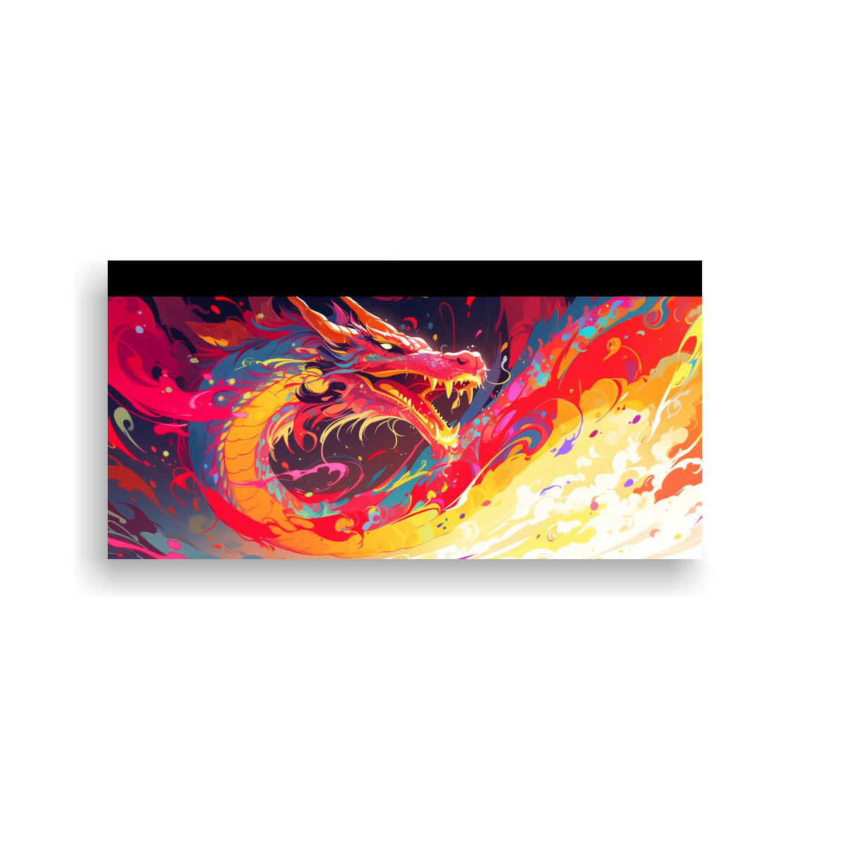 PINTURA DE COMEDOR INTENSO CON DRAGÓN EN COLORES 140X70 CM - 1