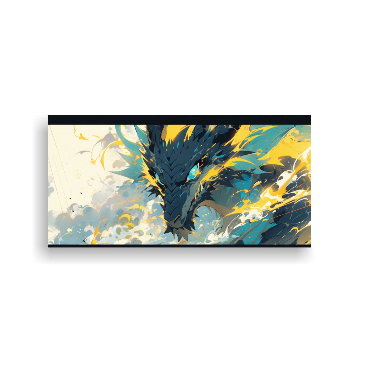 CUADRO MODERNO EN BASTIDOR: DRAGÓN AMARILLO Y 100X50 CM - 1