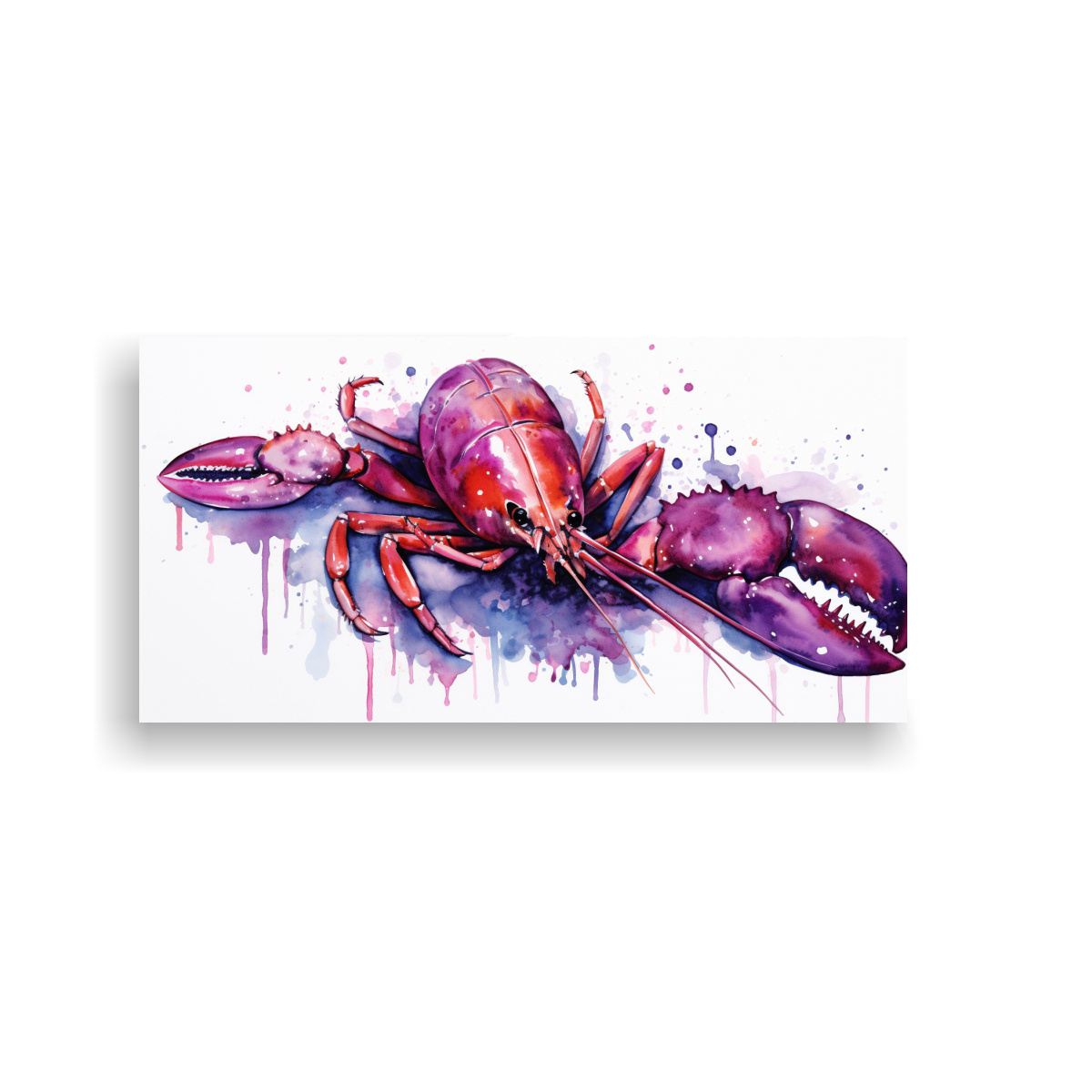 PATRON INTENSO DE ARTE: LANGOSTA EN ACUARELA Y 100X50 CM - 1