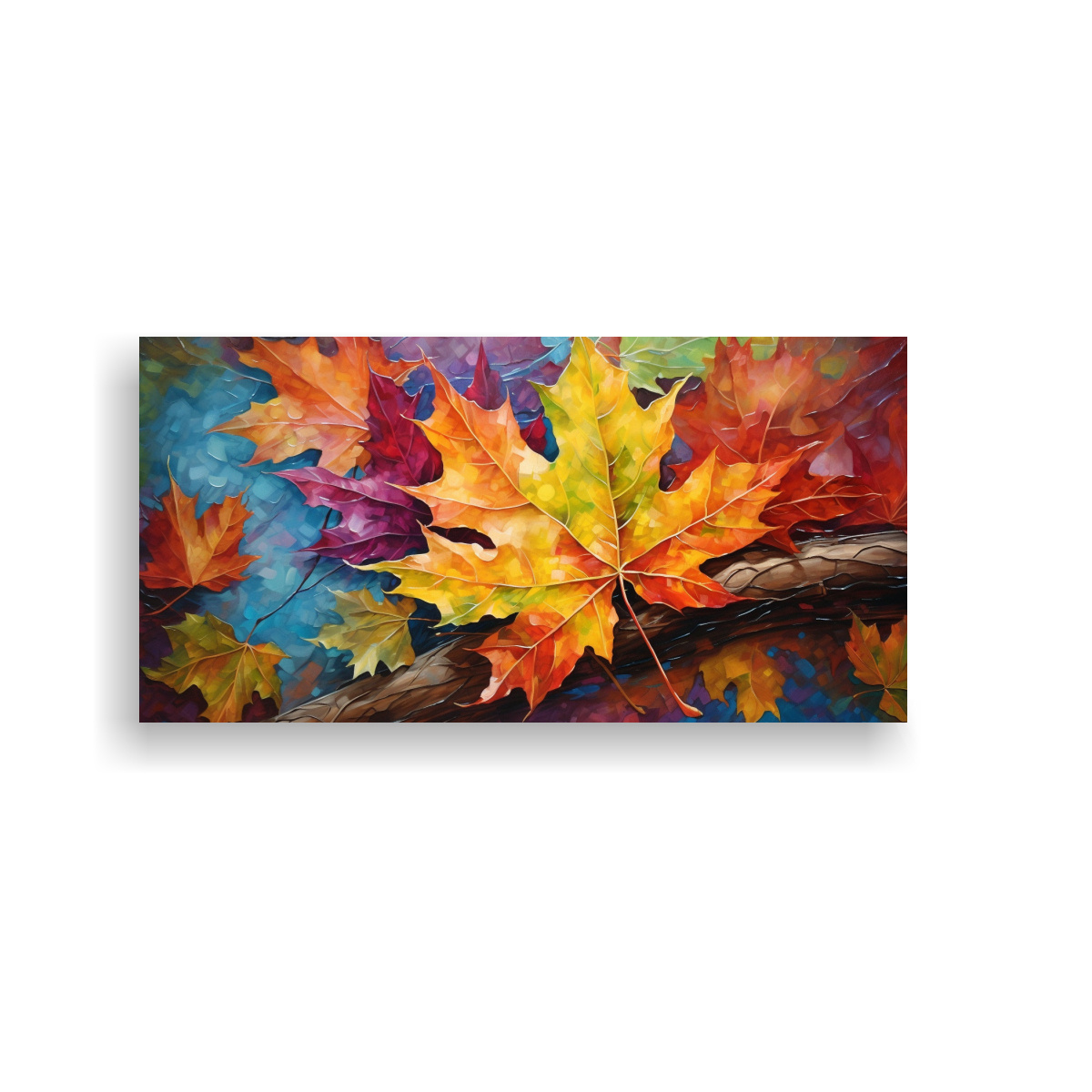 PINTURA ABSTRACTA DETALLADA DE HOJAS DE ARCE EN 120X60 CM - 1