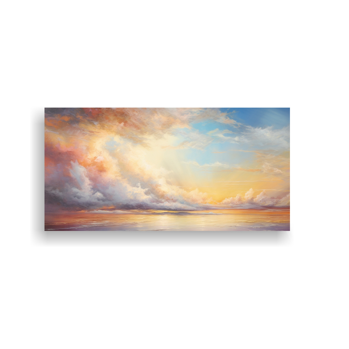 LIENZO DE TELA DECORACIÓN AMANECER CON ARCOÍRIS 80X40 CM - 1