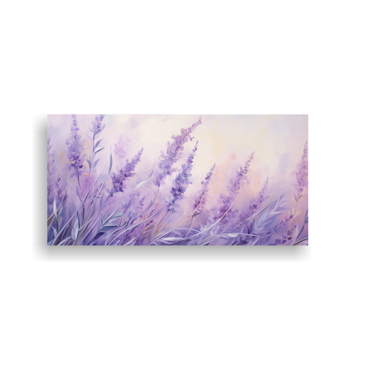 PINTURA ABSTRACTA DE HIERBAS EN TONO LAVANDA 100X50 CM - 1