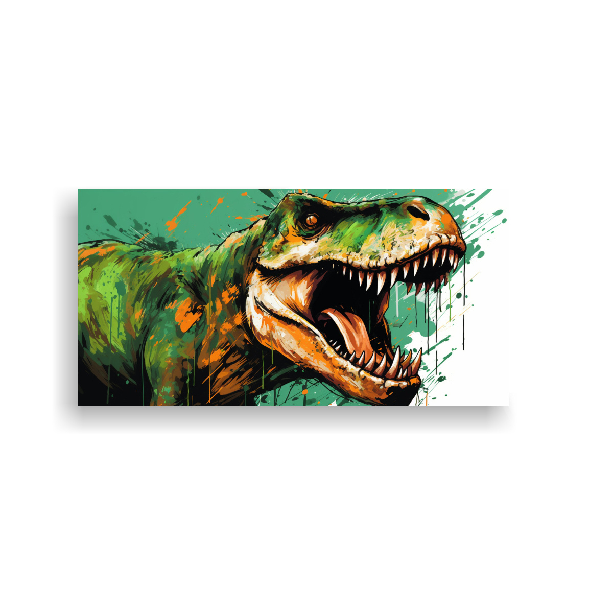 CUADRO PODEROSO DE TYRANNOSAURUS REX EN COLORES 120X60 CM - 1