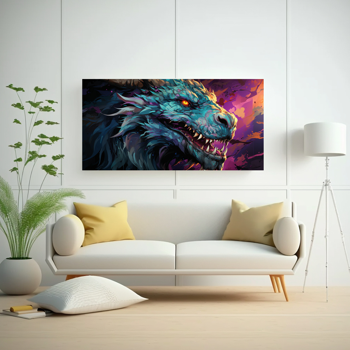 CUADRO DE DETALLES INTRINCADOS DE UN DRAGÓN EN 100X50 CM - 2
