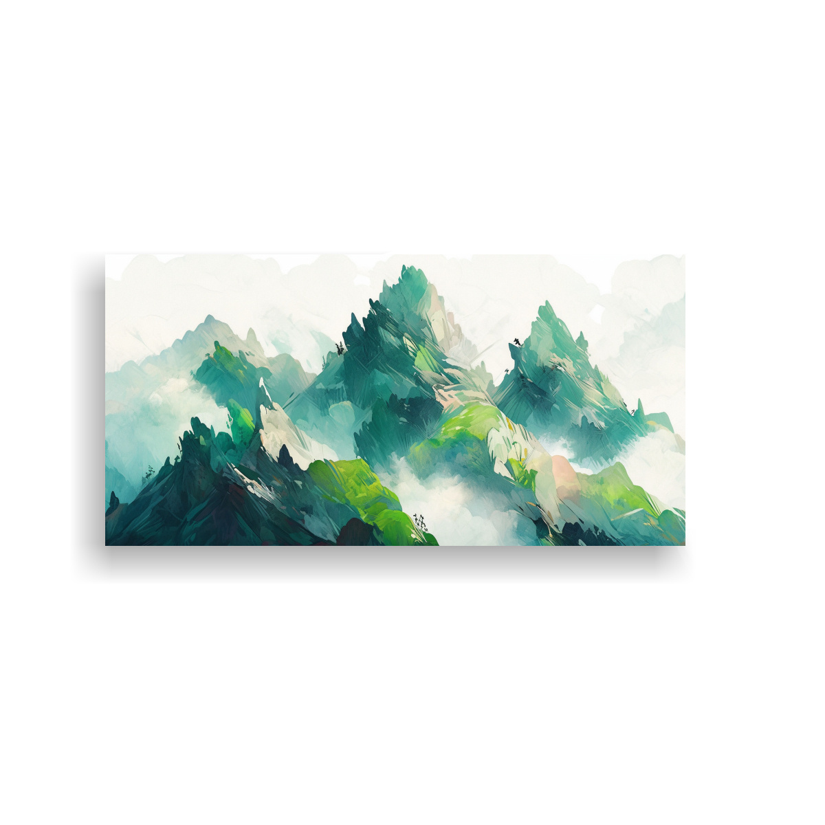 PINTURA DECORATIVA DE MONTAÑAS FAMOSAS Y VERDES 60X30 CM - 1