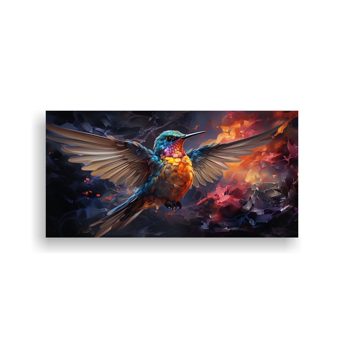 PINTURA AL ESTILO ÓLEO DE COLIBRÍ EN ESTILO 40X20 CM - 1