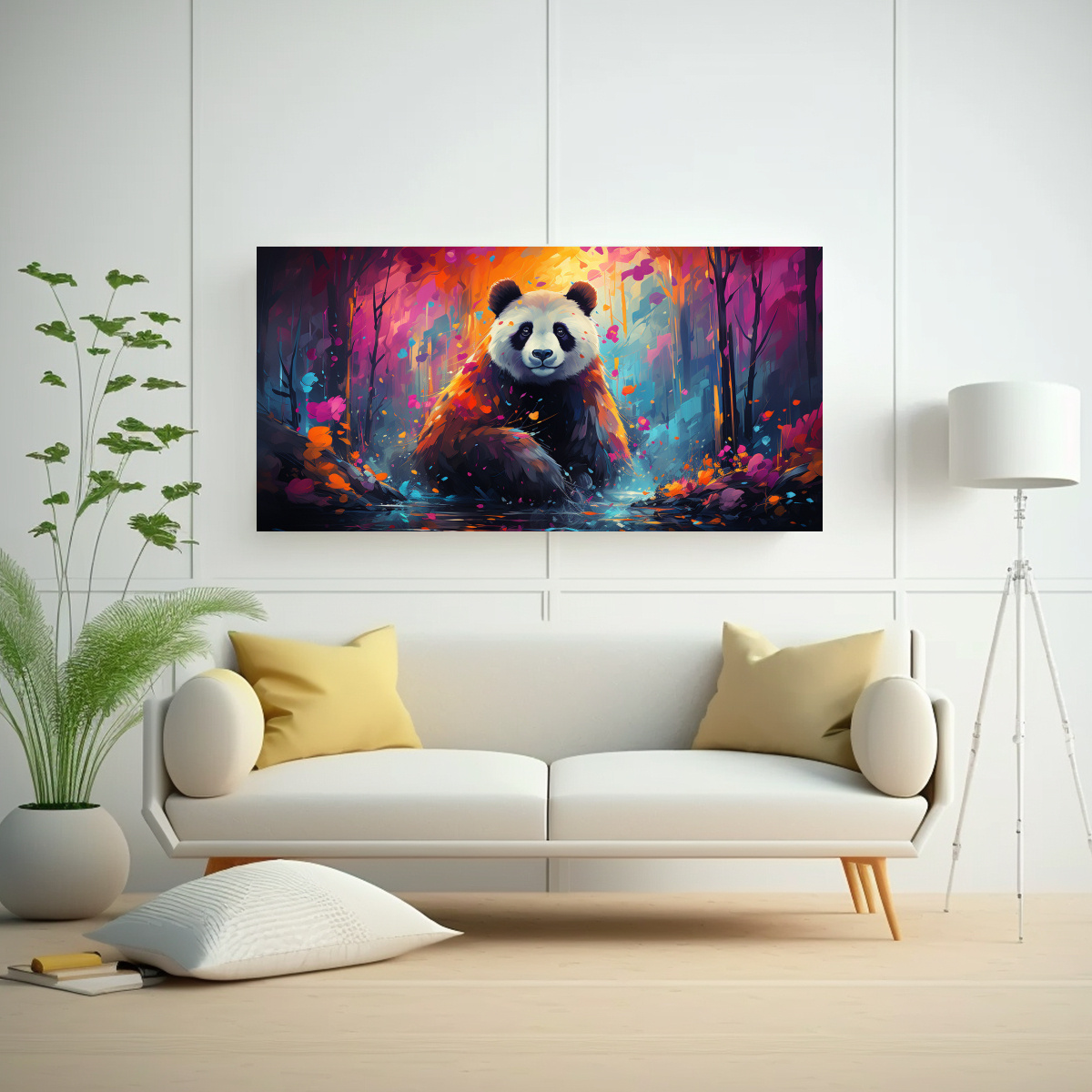CUADRO DE PANDA ESTILO PINTURA AL ESTILO ÓLEO 80X40 CM - 2