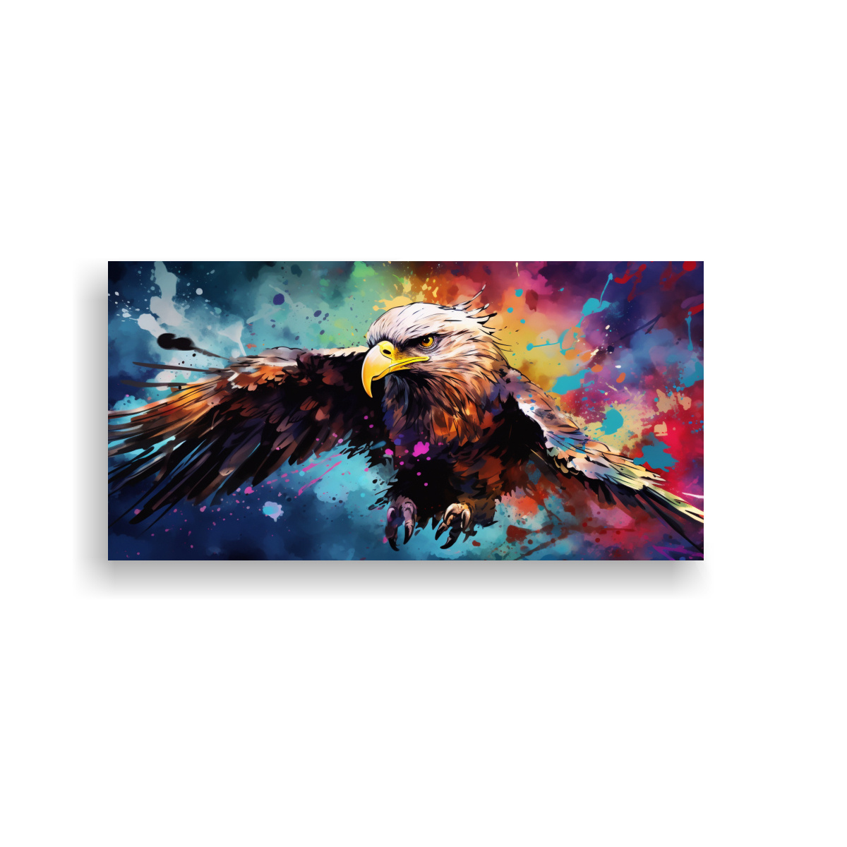 PINTURA EN BASTIDOR: ÁGUILA EN ARCOÍRIS Y 160X80 CM - 1