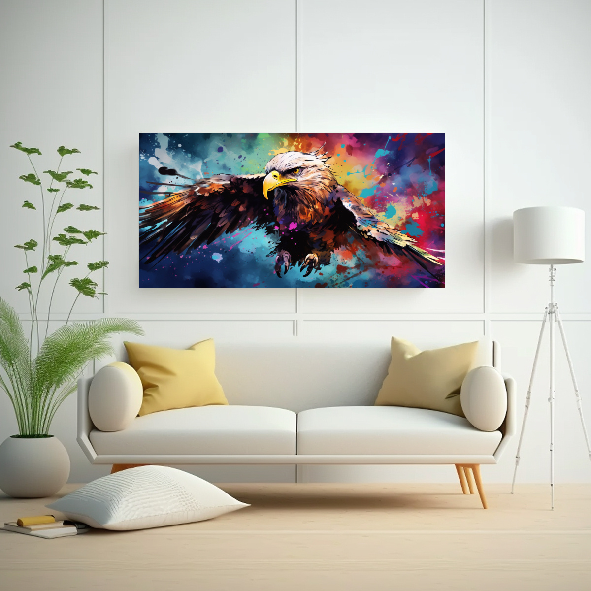 PINTURA EN BASTIDOR: ÁGUILA EN ARCOÍRIS Y 160X80 CM - 2