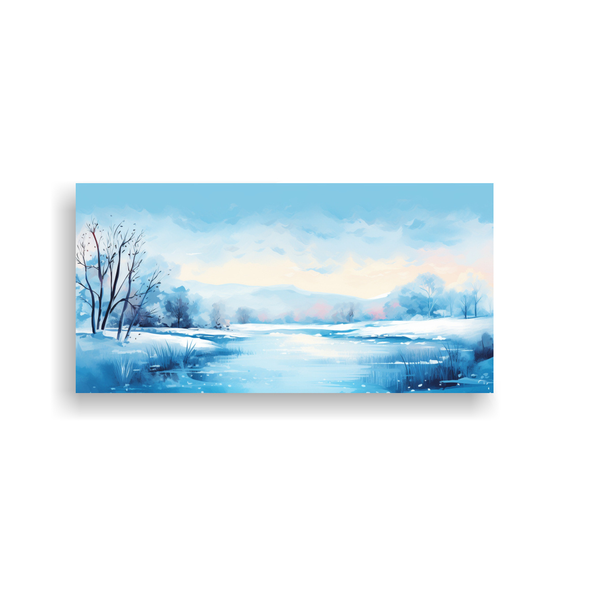 CUADRO INVIERNO PAISAJE AZUL ESTÉTICA NEO POP ART 100X50 CM - 1