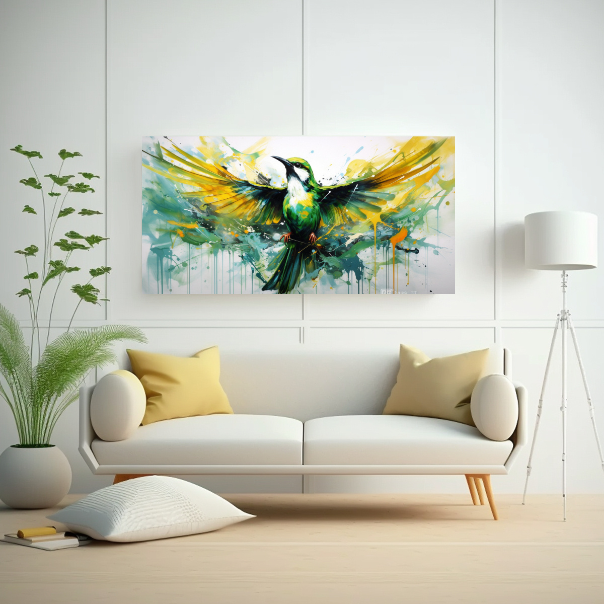 PINTURA DECORATIVA DE ESTILO NEO POP DE AVE EN 100X50 CM - 2