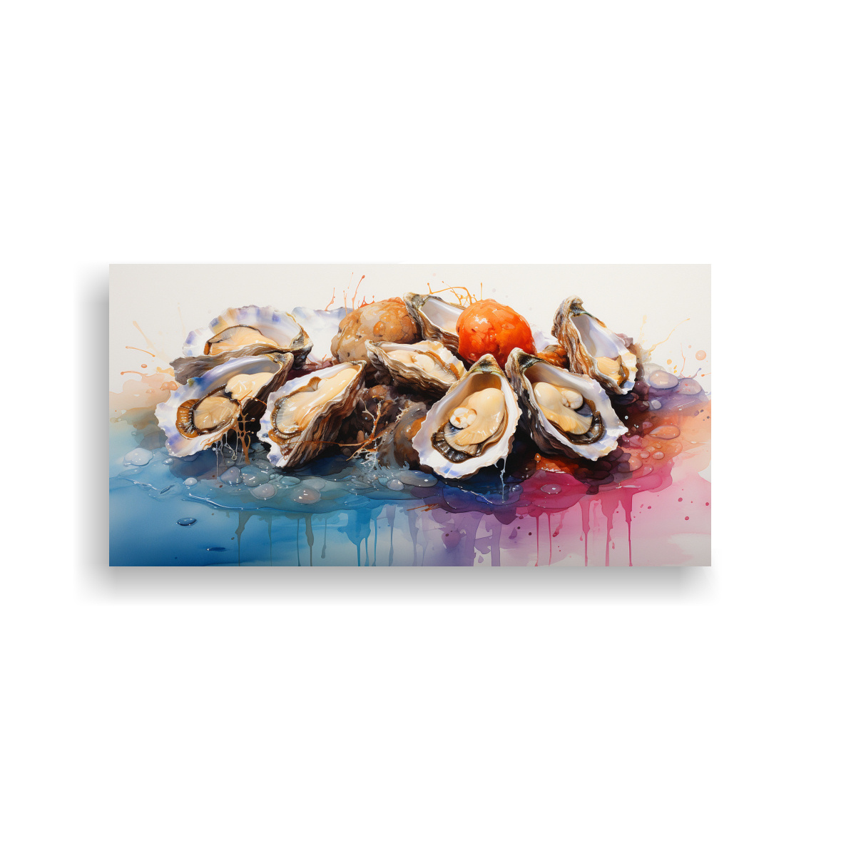 PINTURA ACUARELA DE OSTRAS EN ESTILO COLORIDO 21 100X50 CM - 1
