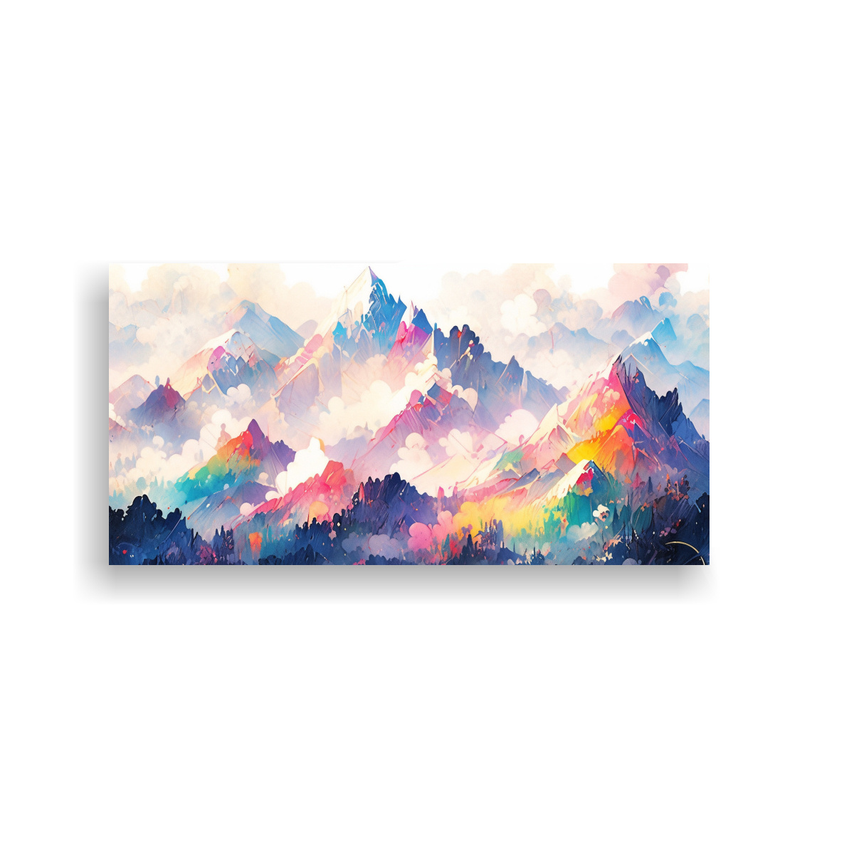 CUADRO MONTAÑAS FAMOSAS Y ARCOÍRIS CON AGUA 120X60 CM - 1