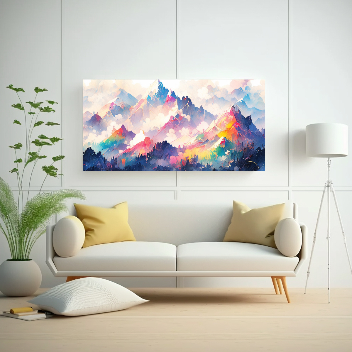 CUADRO MONTAÑAS FAMOSAS Y ARCOÍRIS CON AGUA 120X60 CM - 2