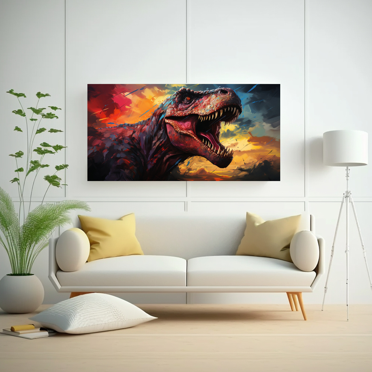 CUADRO MODERNO DINOSAURIOS LEGENDARIOS ESTILO 140X70 CM - 2