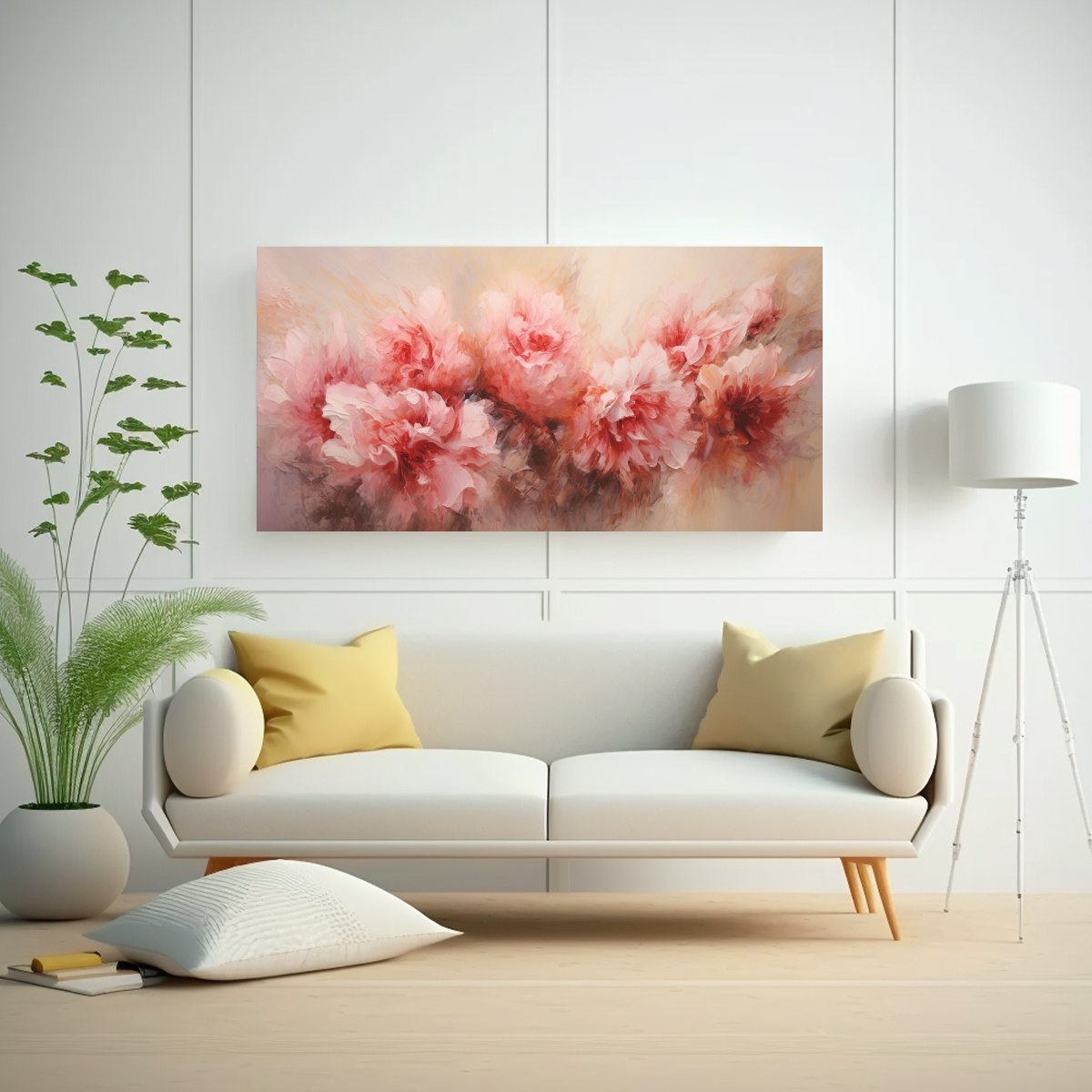 CUADRO ABSTRACTO DE MOTIVOS DE FLORES DE CLAVELES 120X60 CM - 2