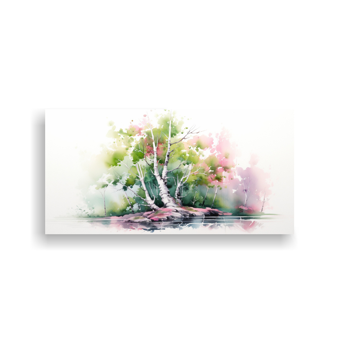PINTURA ABSTRACTA DE ÁRBOL BONSÁI DE ABEDUL 80X40 CM - 1