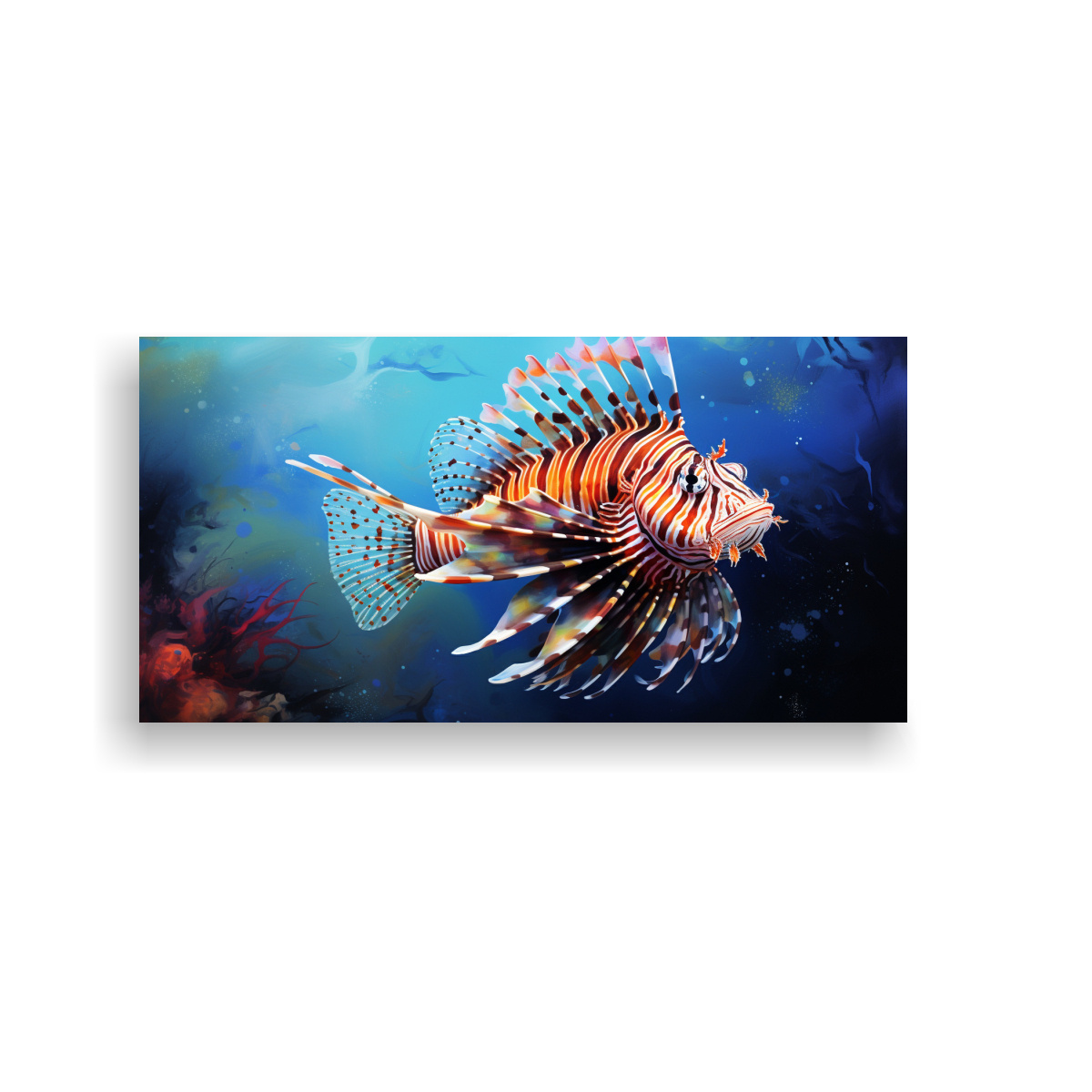 PINTURA DE PEZ LEÓN EN ACUARELAS COLORIDAS 40X20 CM - 1