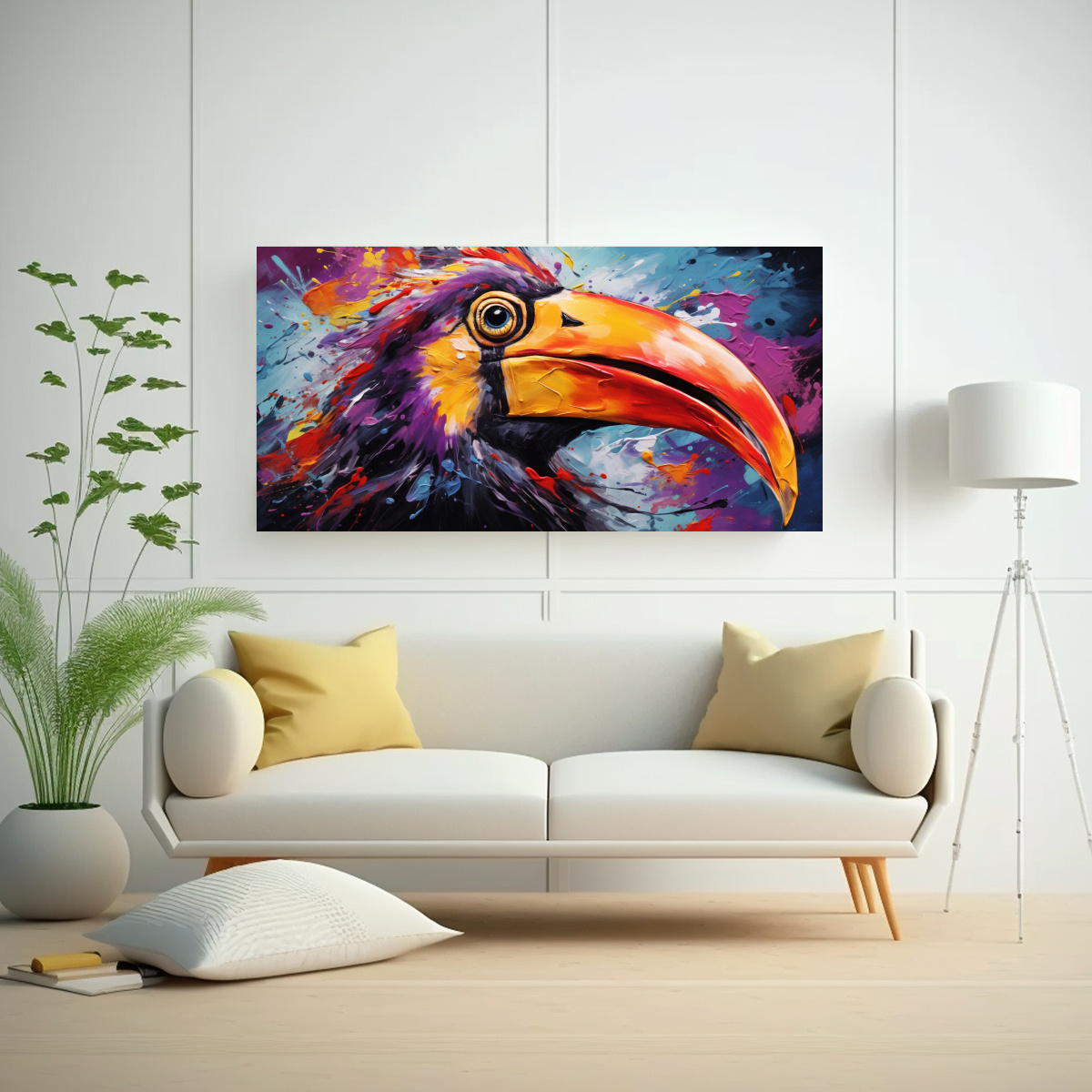 PINTURA AL ESTILO ÓLEO ESTILO PINGÜINO 140X70 CM - 2